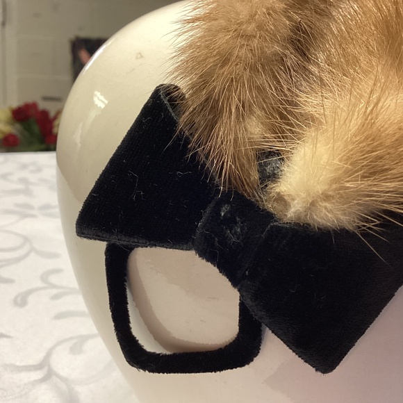 FUR HEADBAND with velvet bow - Picture 3 of 7
